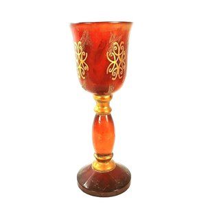 Candle Holder Transparent Amber Stemmed Table Decor 16" Tall Uttermost by Design